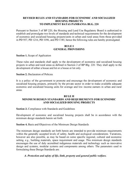bp 220 lawphil|Revised Rules and Standards for Economic and.